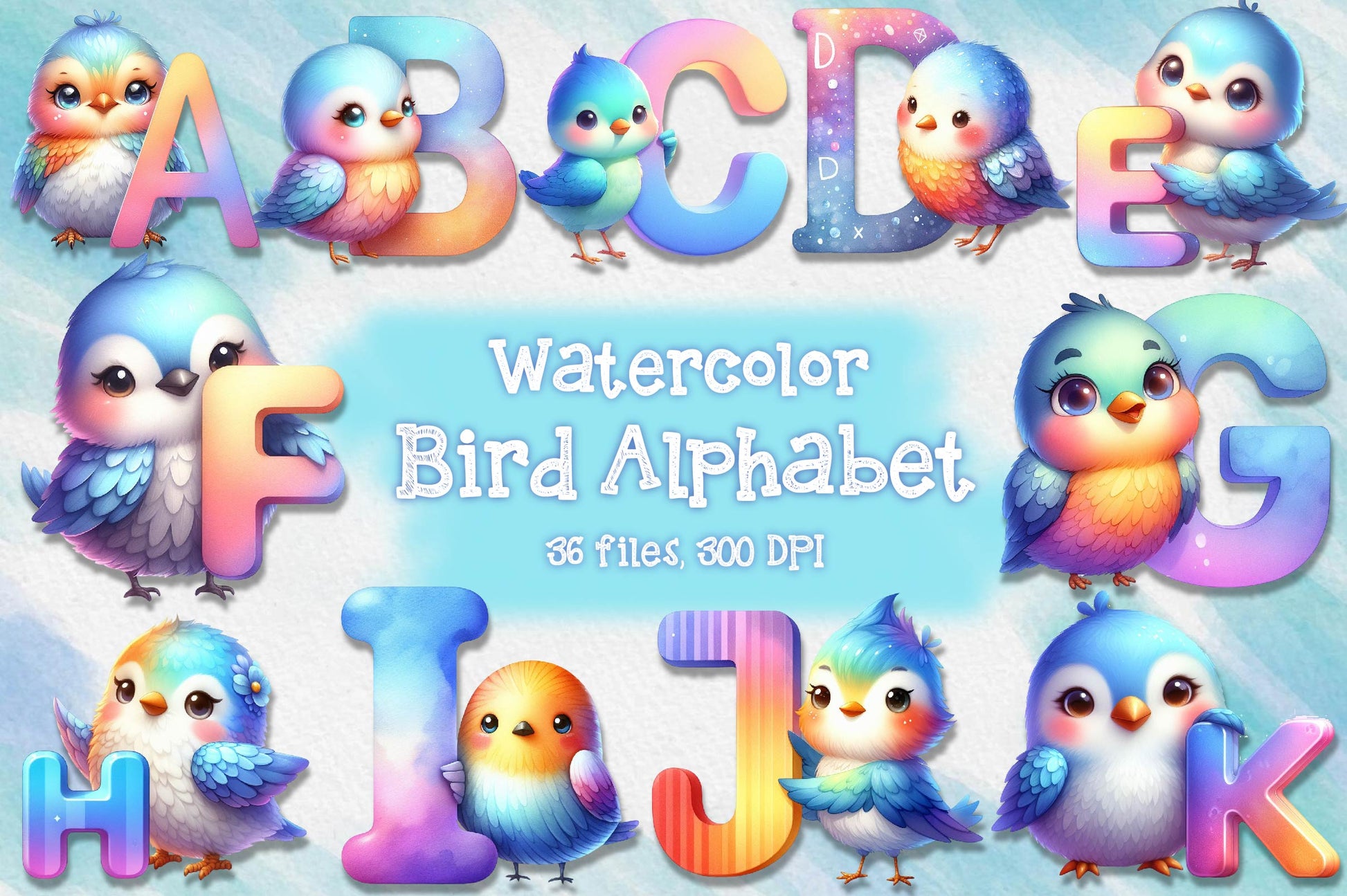 Bird Alphabet Clipart Bundle - CraftNest - Digital Crafting and Art