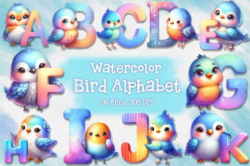 Bird Alphabet Clipart Bundle - CraftNest - Digital Crafting and Art