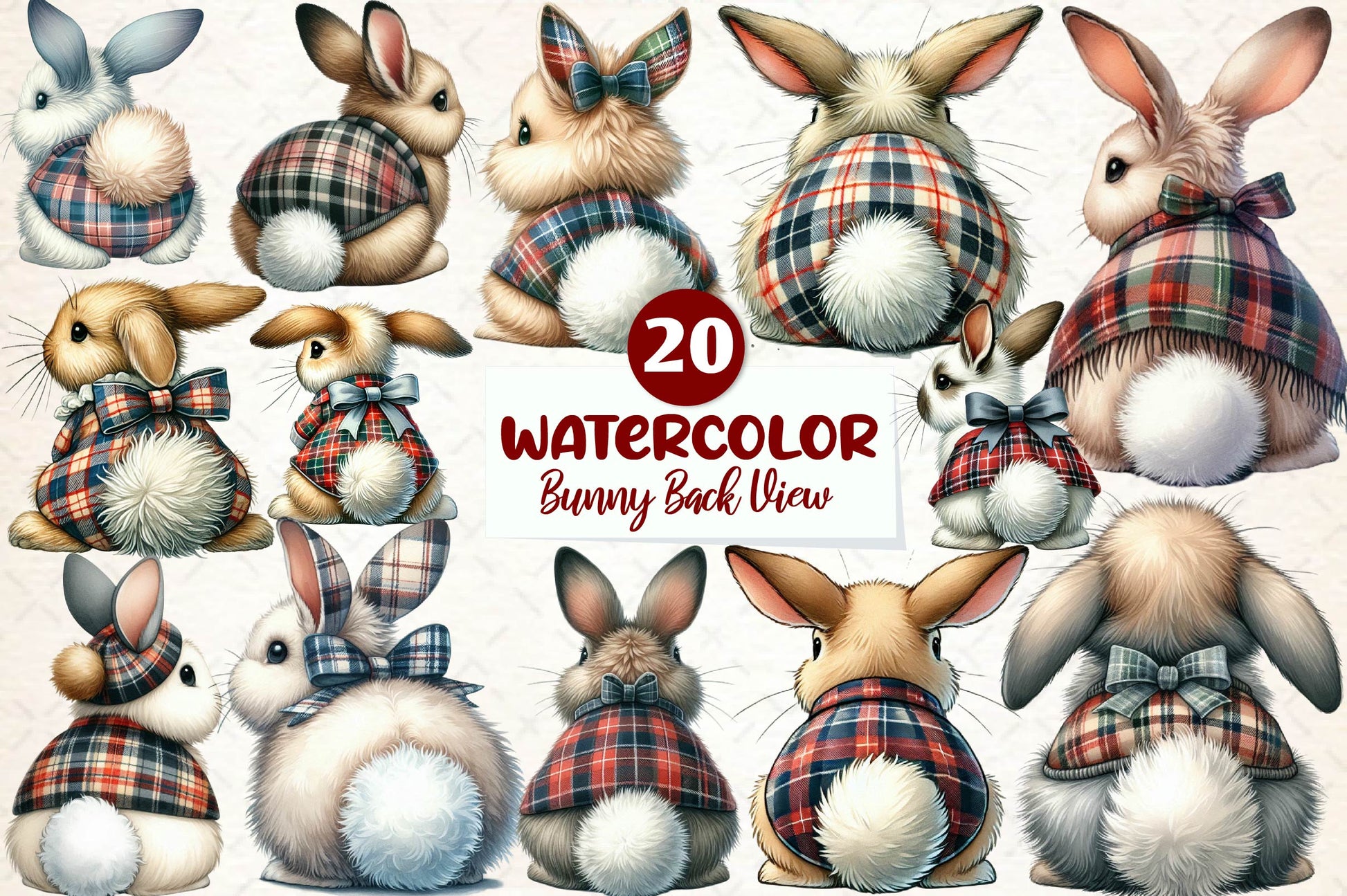 Bunny Back View Clipart Bundle - CraftNest - Digital Crafting and Art