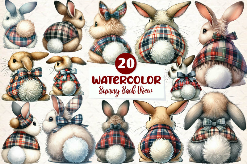 Bunny Back View Clipart Bundle - CraftNest - Digital Crafting and Art