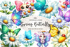 Cute Daisy Cartoon Spring Butterfly Clipart Bundle