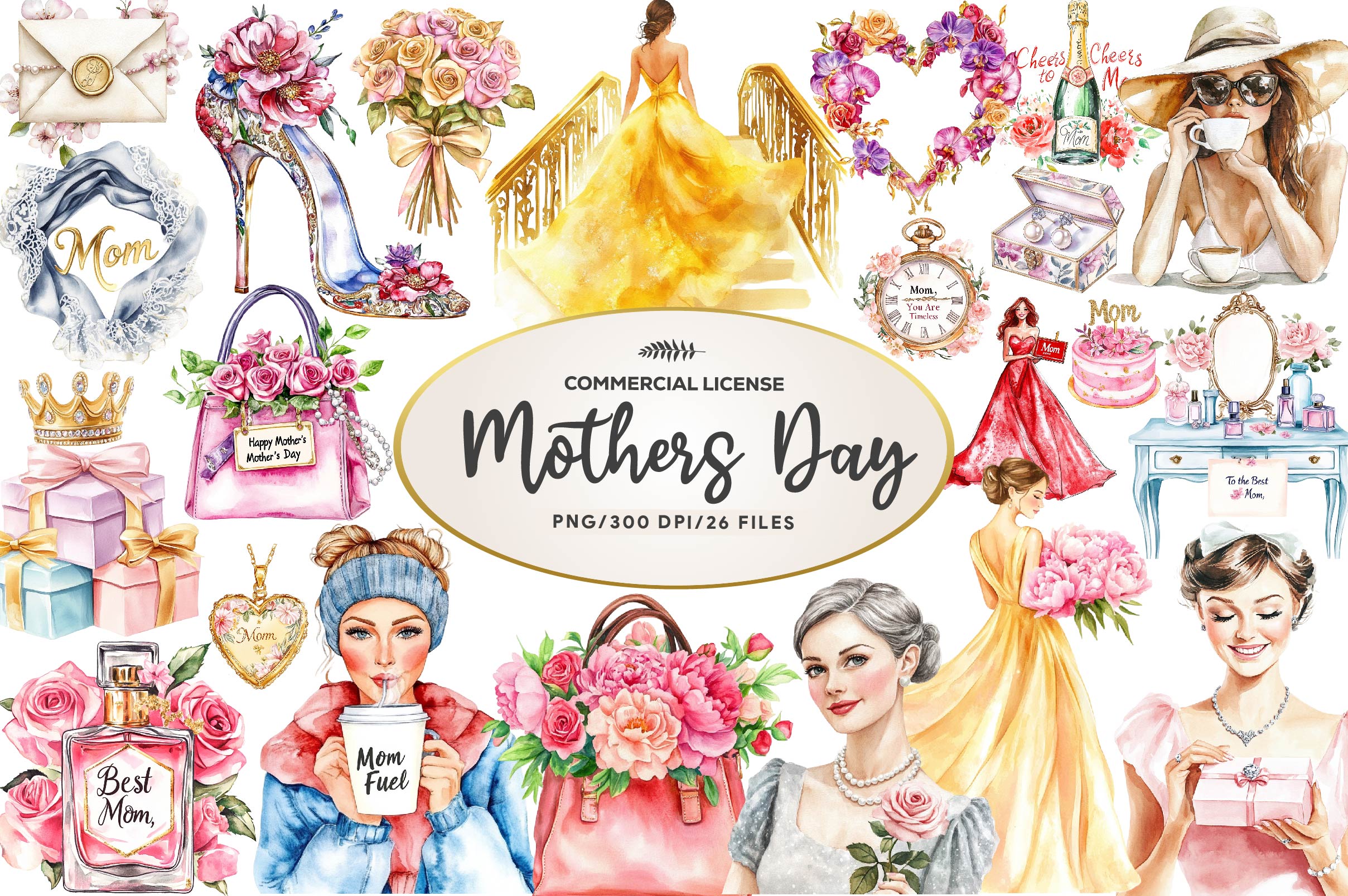 Glamorous Mothers Day Clipart Bundle - CraftNest - Digital Crafting and Art