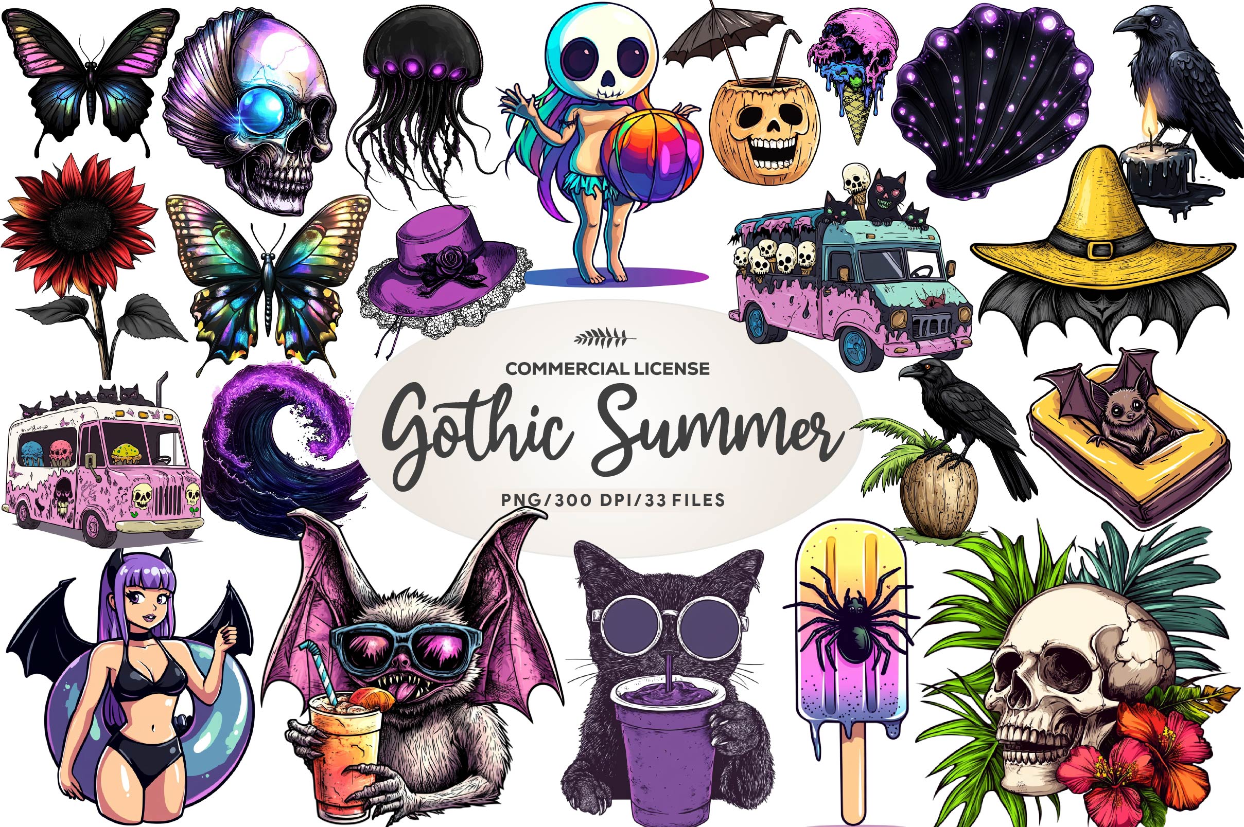 Gothic Summer Clipart Bundle 2 - CraftNest - Digital Crafting and Art