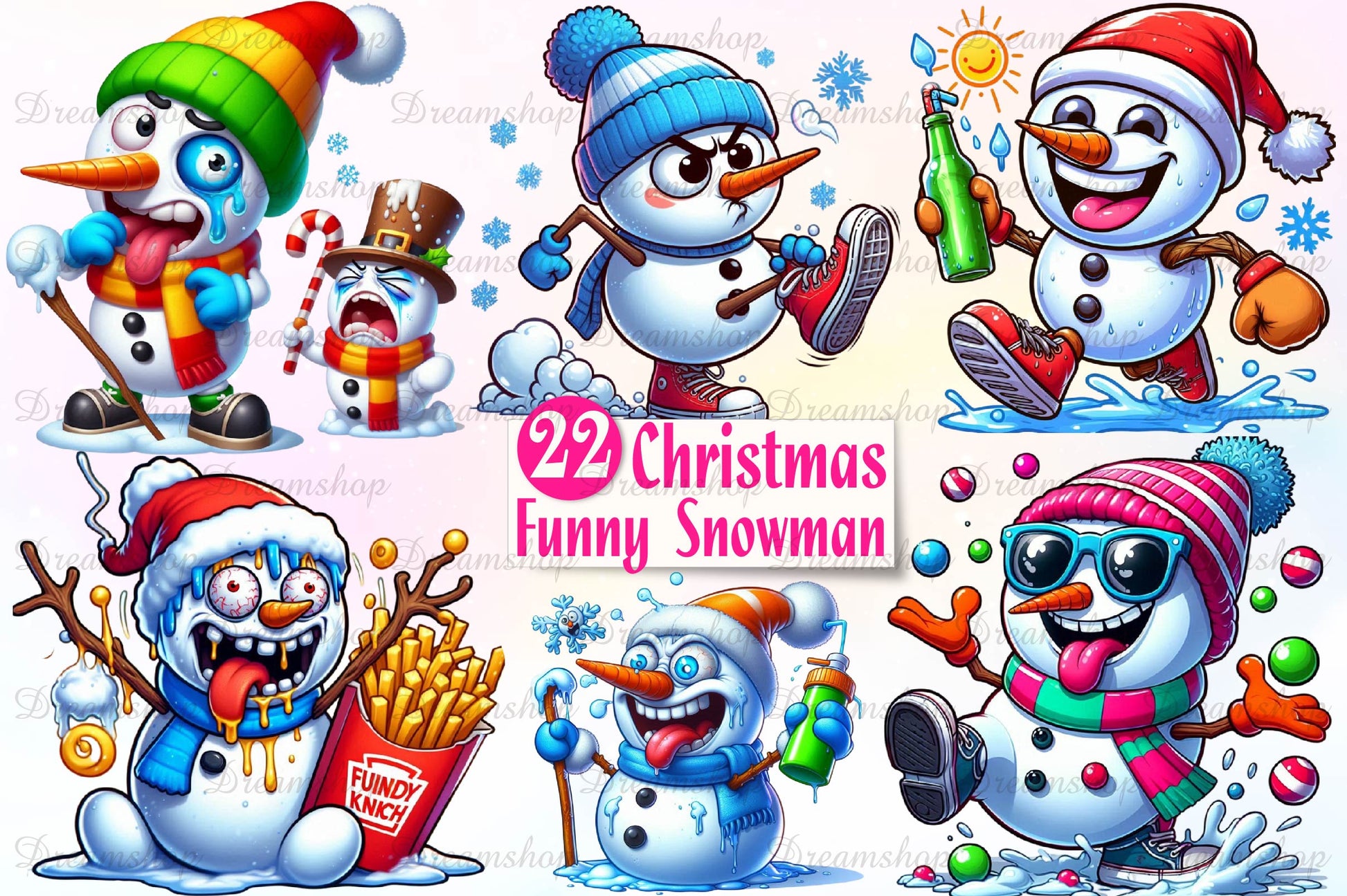 Funny Snowman Clipart Bundle - CraftNest - Digital Crafting and Art