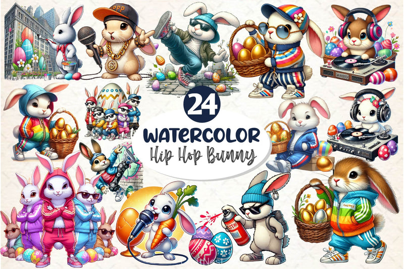 Hip Hop Bunny Easter Urban Clipart Bundle - CraftNest - Digital Crafting and Art