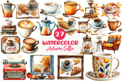 Vintage Autumn Coffee Clipart Bundle - CraftNest - Digital Crafting and Art