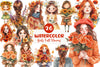 Girls With Fall Flowers Clipart Bundle