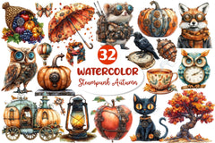 Steampunk Autumn Clipart Bundle 2 - CraftNest - Digital Crafting and Art