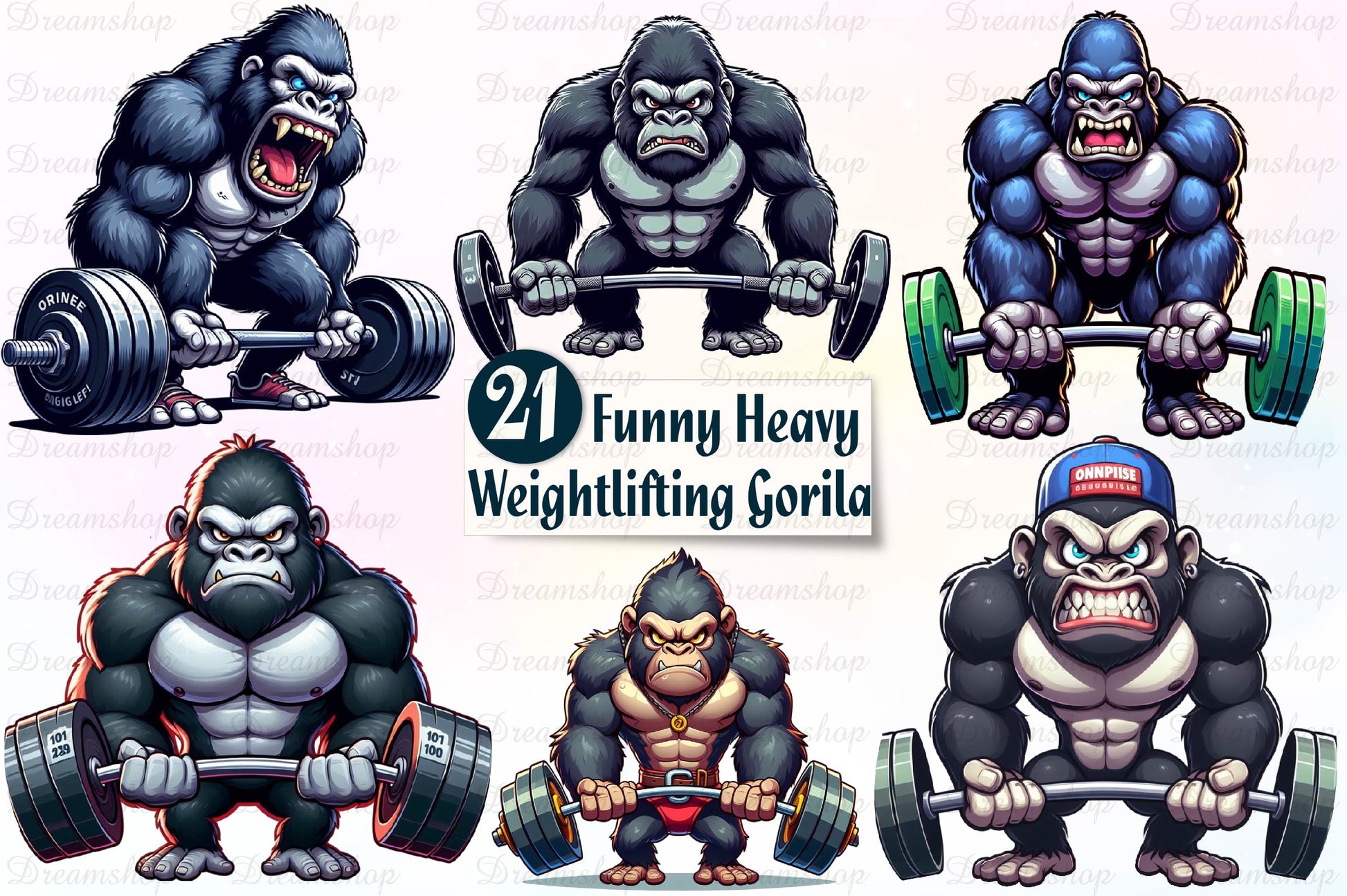 Heavy Weightlifting Gorilla Clipart Bundle - CraftNest - Digital Crafting and Art