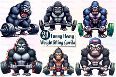 Heavy Weightlifting Gorilla Clipart Bundle - CraftNest - Digital Crafting and Art