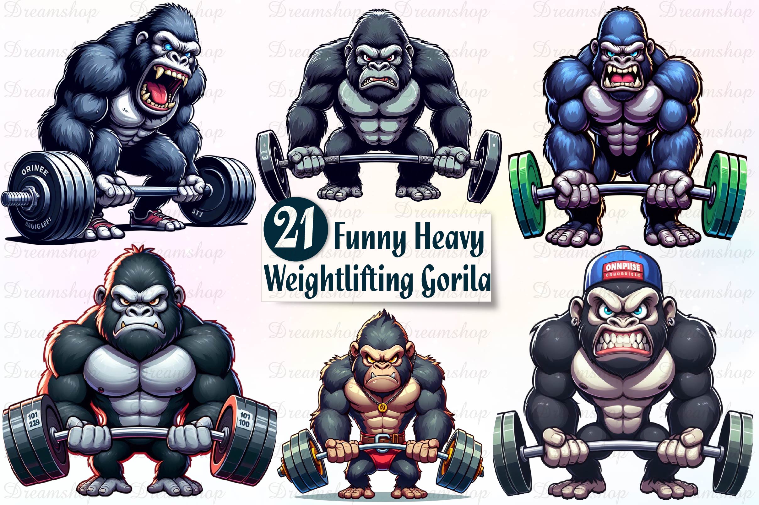 Heavy Weightlifting Gorilla Clipart Bundle - CraftNest - Digital Crafting and Art
