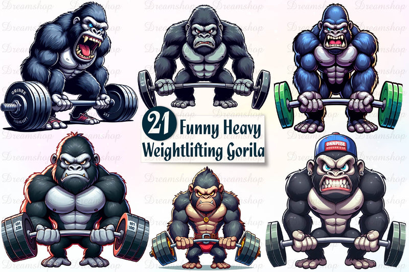 Heavy Weightlifting Gorilla Clipart Bundle - CraftNest - Digital Crafting and Art