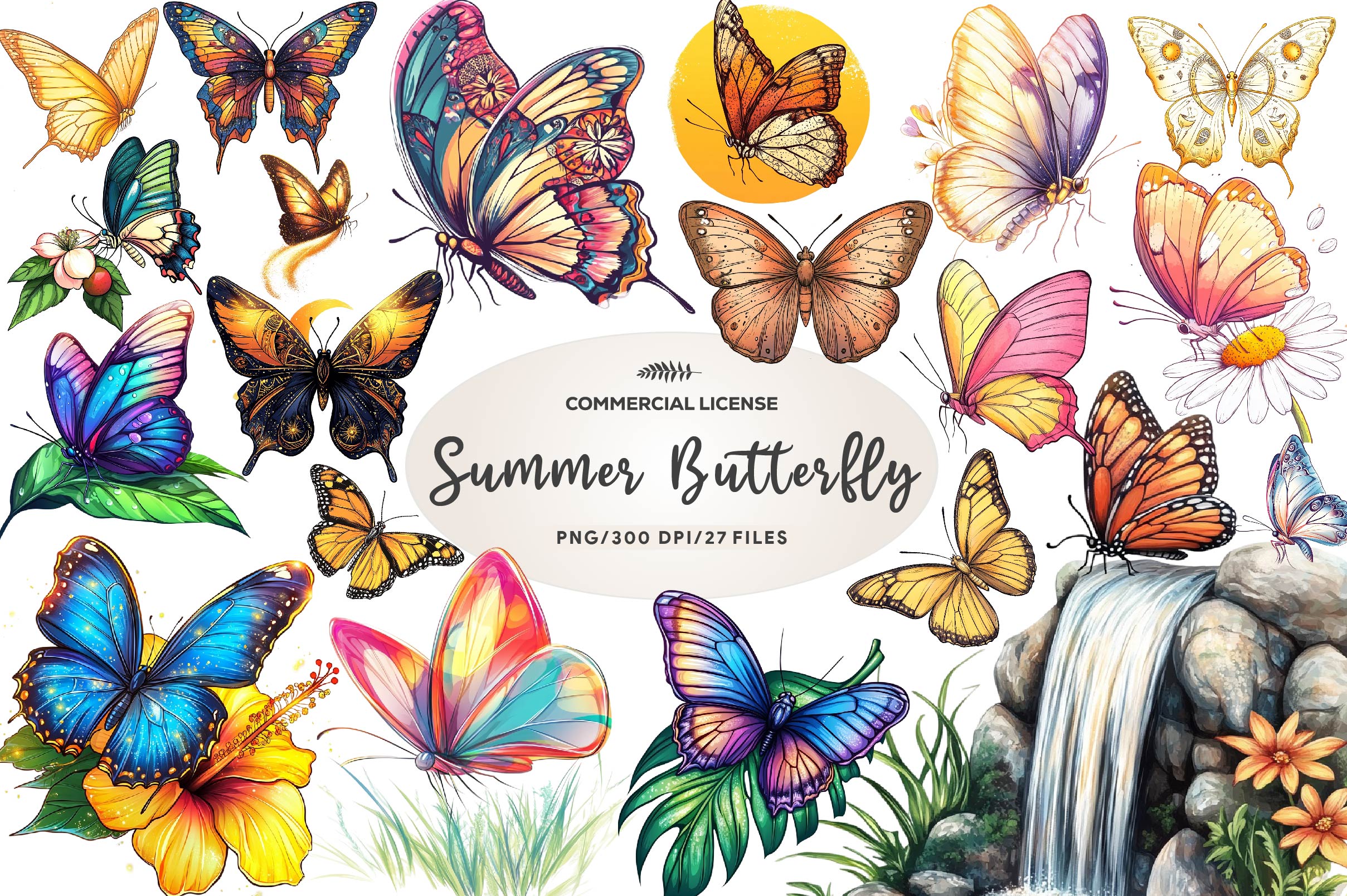 Summer Butterfly Clipart Bundle 2 - CraftNest - Digital Crafting and Art