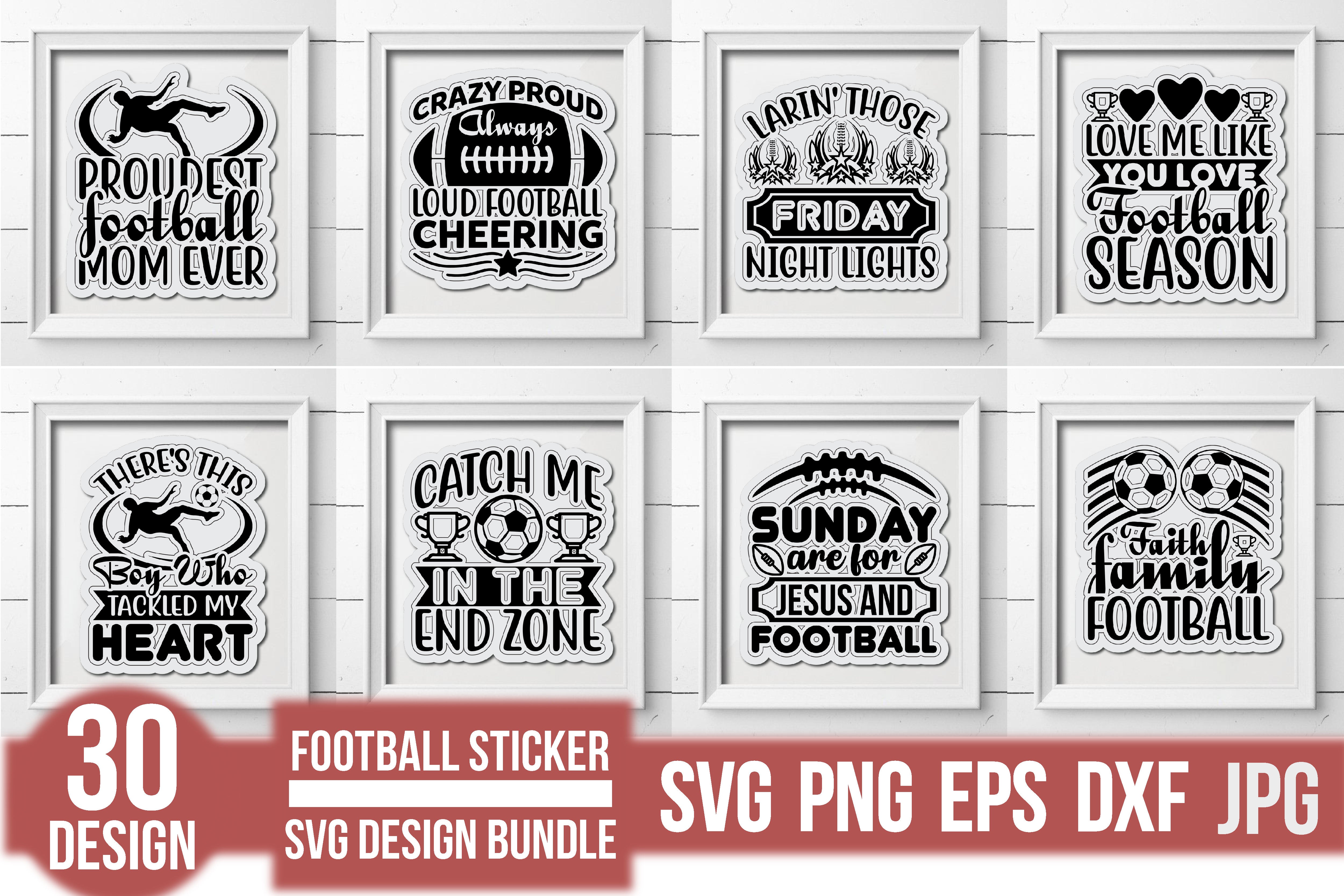 Football Sticker SVG Bundle - CraftNest - Digital Crafting and Art