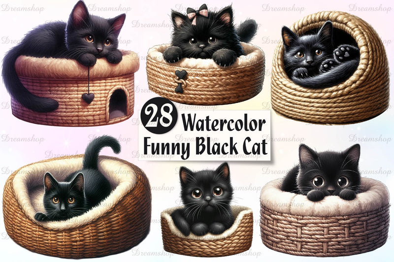 Quirky Funny Black Cat Clipart Bundle 1 - CraftNest - Digital Crafting and Art