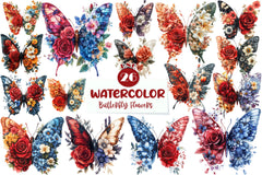 Butterfly Flowers Clipart Bundle - CraftNest - Digital Crafting and Art