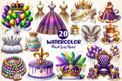 Birthday Queen Of Mardi Gras Clipart Bundle - CraftNest - Digital Crafting and Art