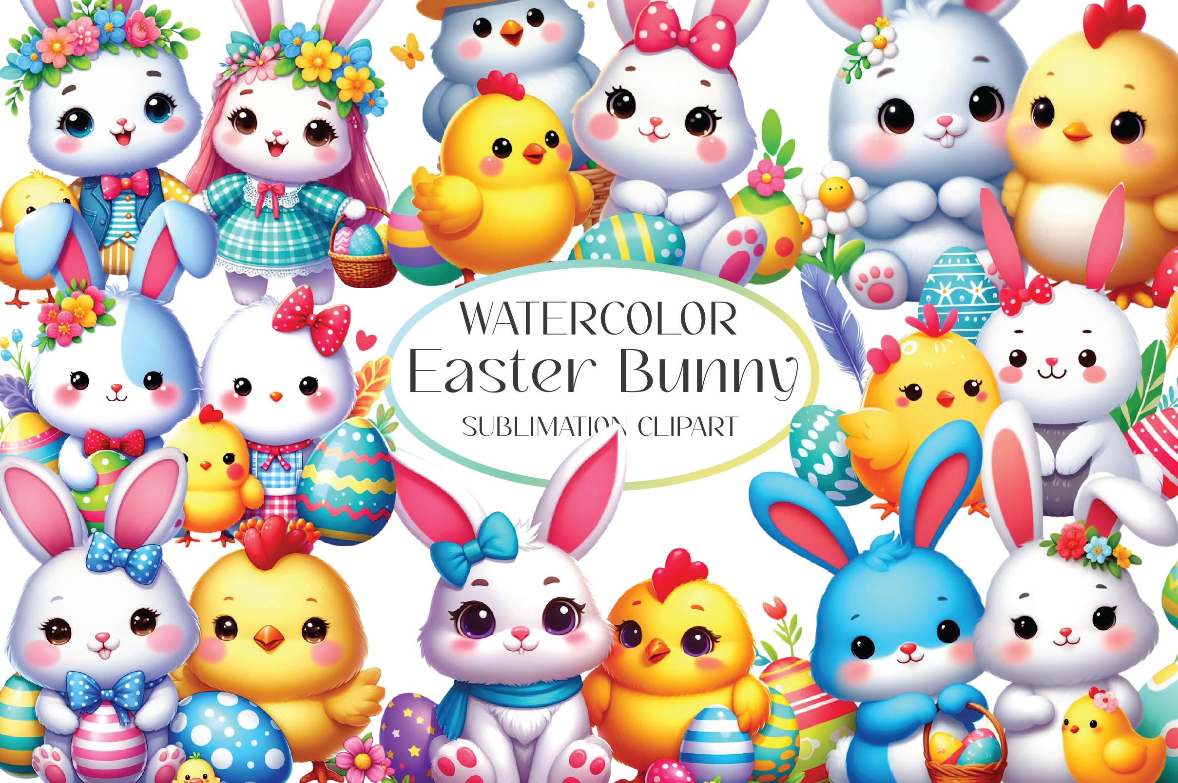 Easter Cute Bunny Clipart Bundle 1 - CraftNest - Digital Crafting and Art