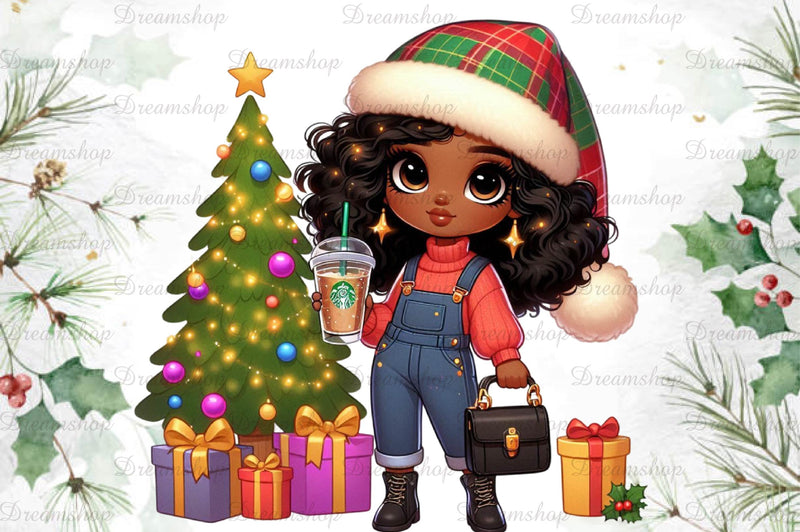 African American Christmas Girl Clipart Bundle 25 - CraftNest - Digital Crafting and Art