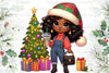 African American Christmas Girl Clipart Bundle 25