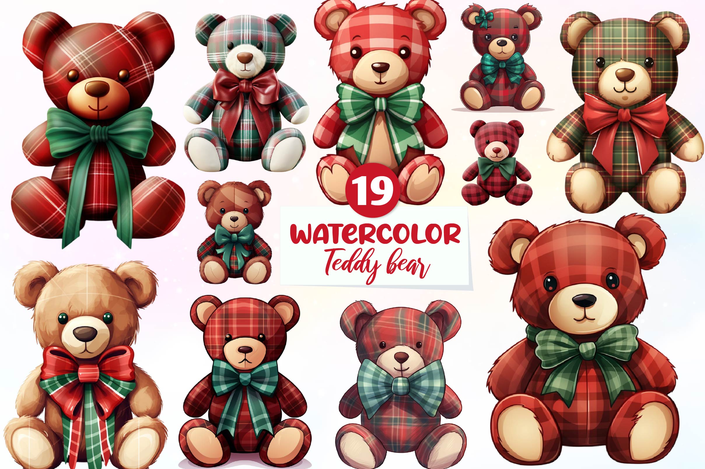 Christmas Teddy Bear Clipart Bundle - CraftNest - Digital Crafting and Art