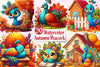 Cute Autumn Peacock Clipart Bundle