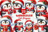 Cute Penguin Christmas Clipart Bundle