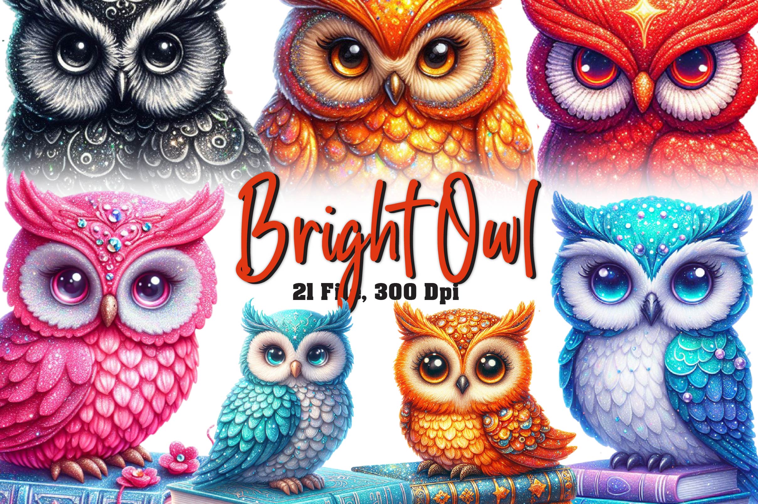 Bright Owl Clipart Bundle - CraftNest - Digital Crafting and Art