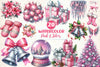 Pink Silver Christmas Clipart Bundle