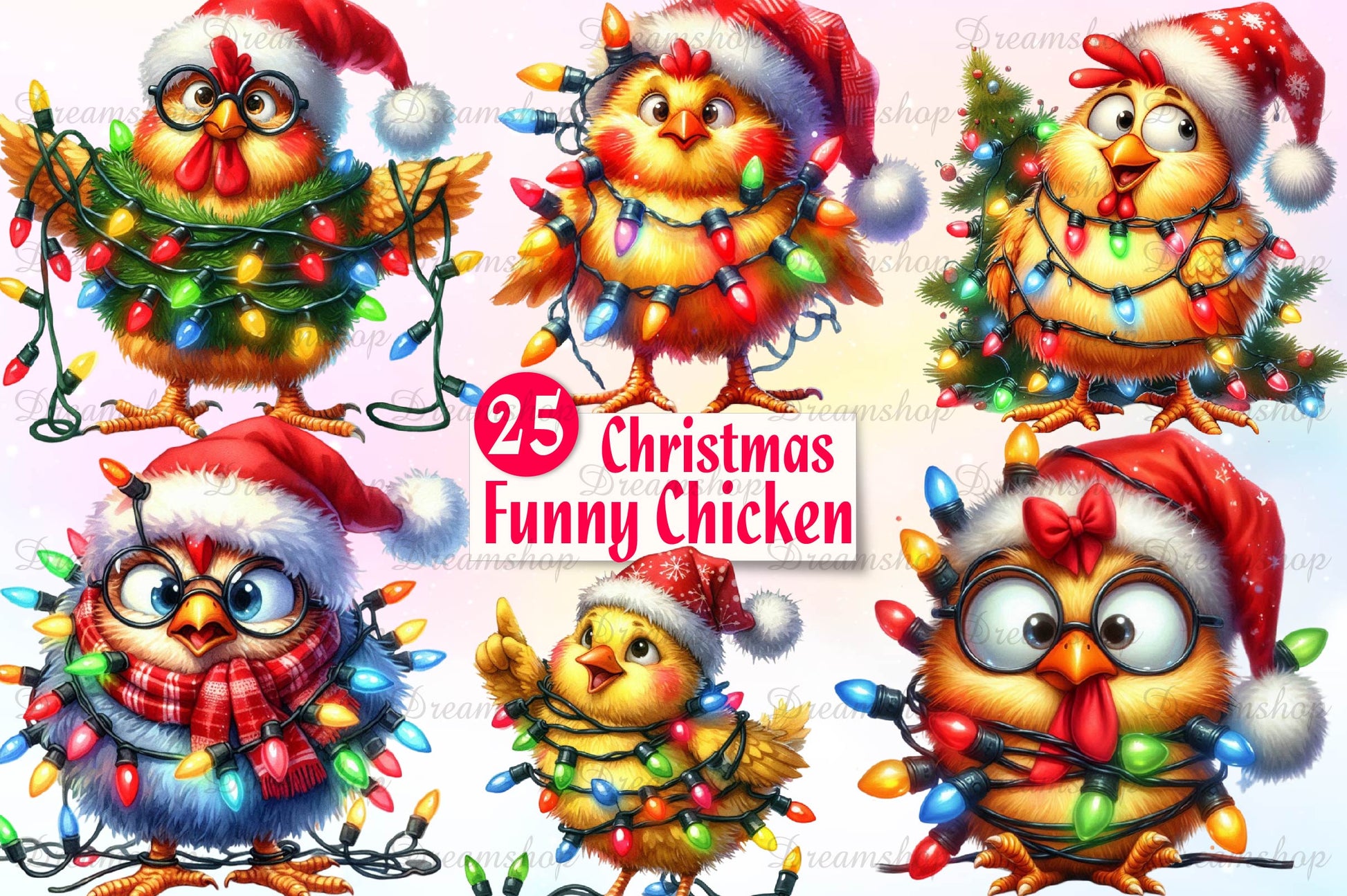 Cute Christmas Funny Chicken Clipart Bundle - CraftNest - Digital Crafting and Art