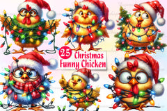 Cute Christmas Funny Chicken Clipart Bundle - CraftNest - Digital Crafting and Art