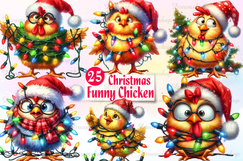 Cute Christmas Funny Chicken Clipart Bundle - CraftNest - Digital Crafting and Art