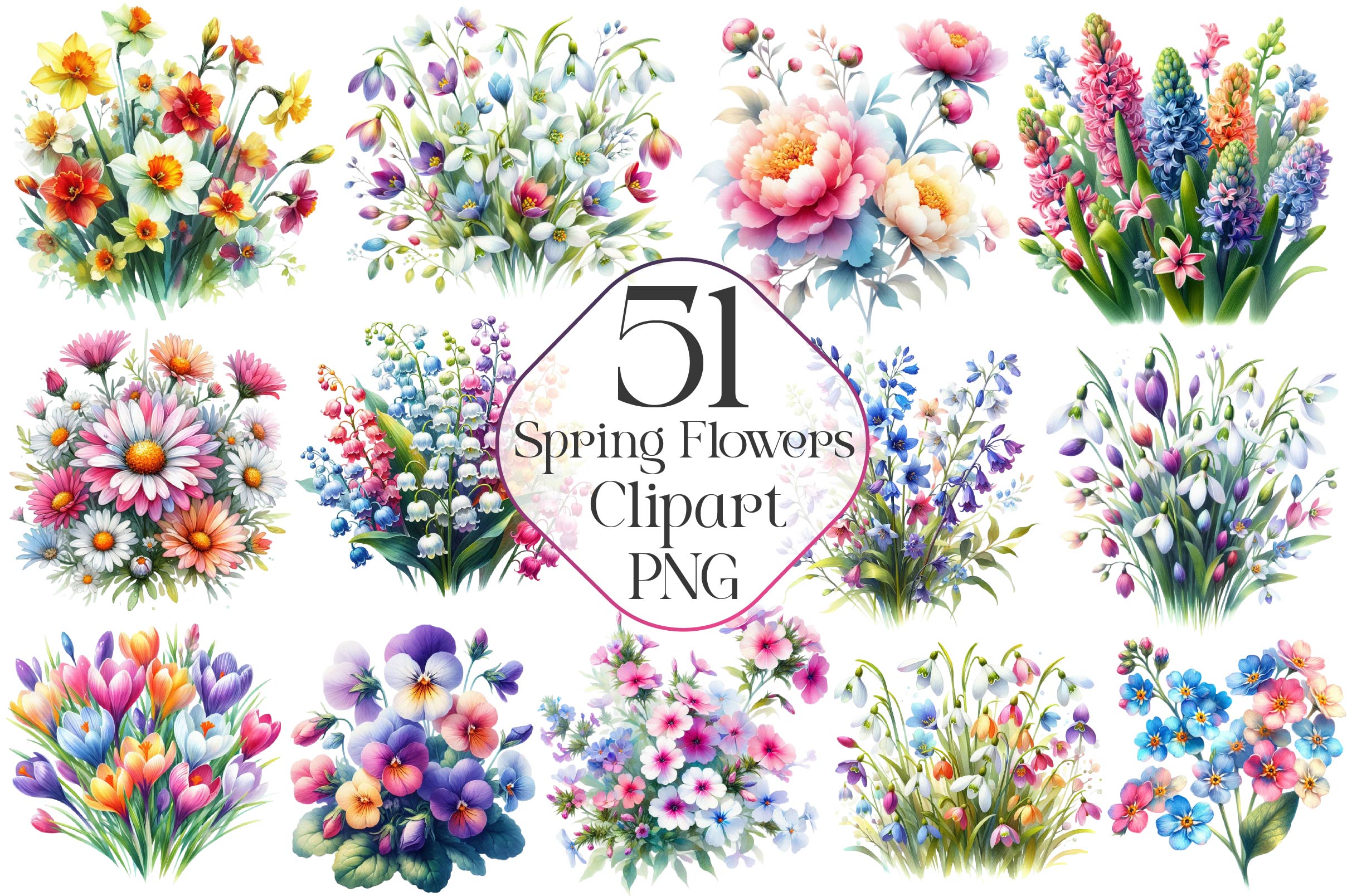 Spring Flowers Clipart Bundle 2 - CraftNest - Digital Crafting and Art
