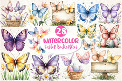 Pastel Easter Butterflies Clipart Bundle - CraftNest - Digital Crafting and Art