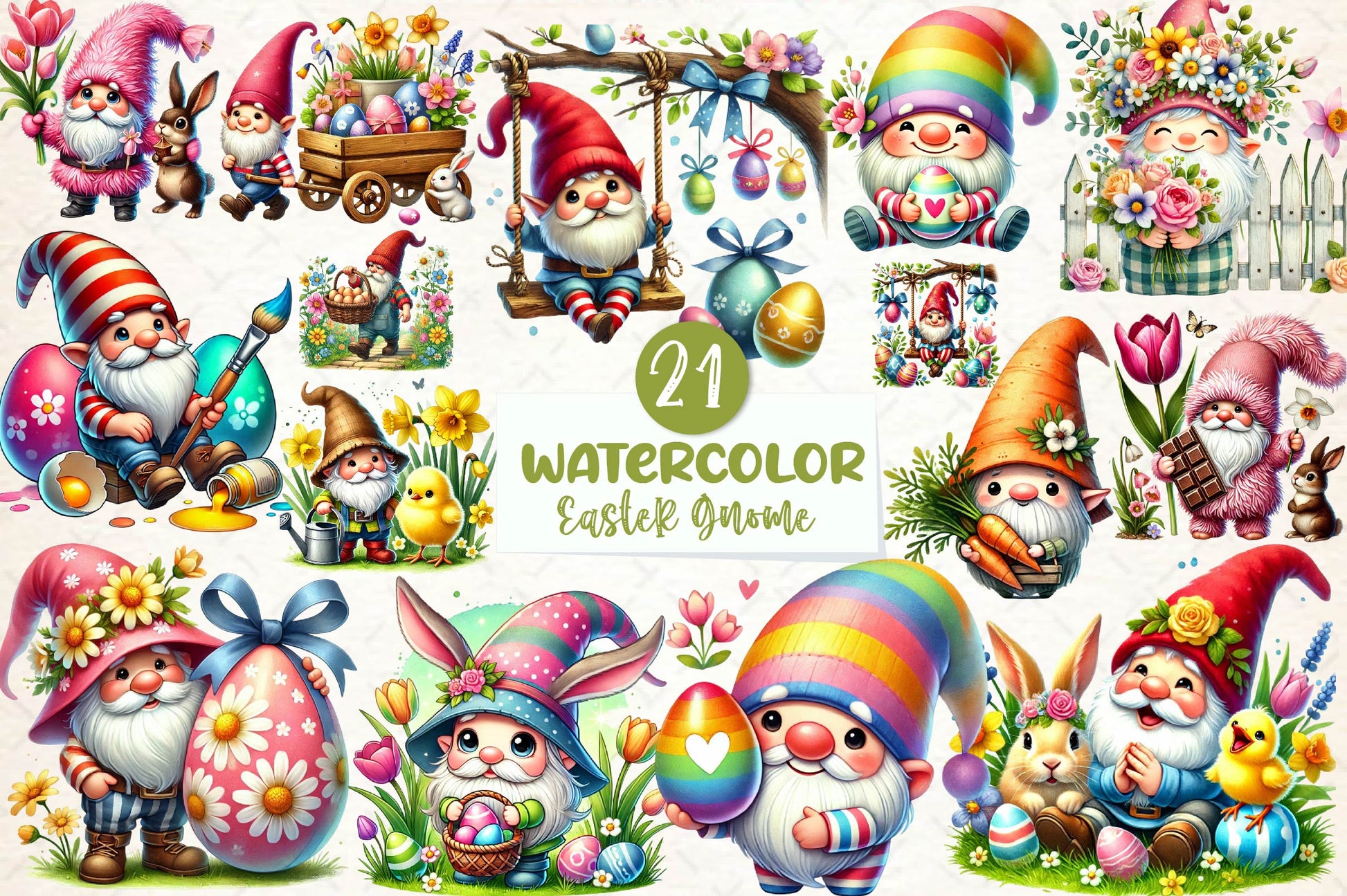 Easter Gnome Clipart Bundle - CraftNest - Digital Crafting and Art