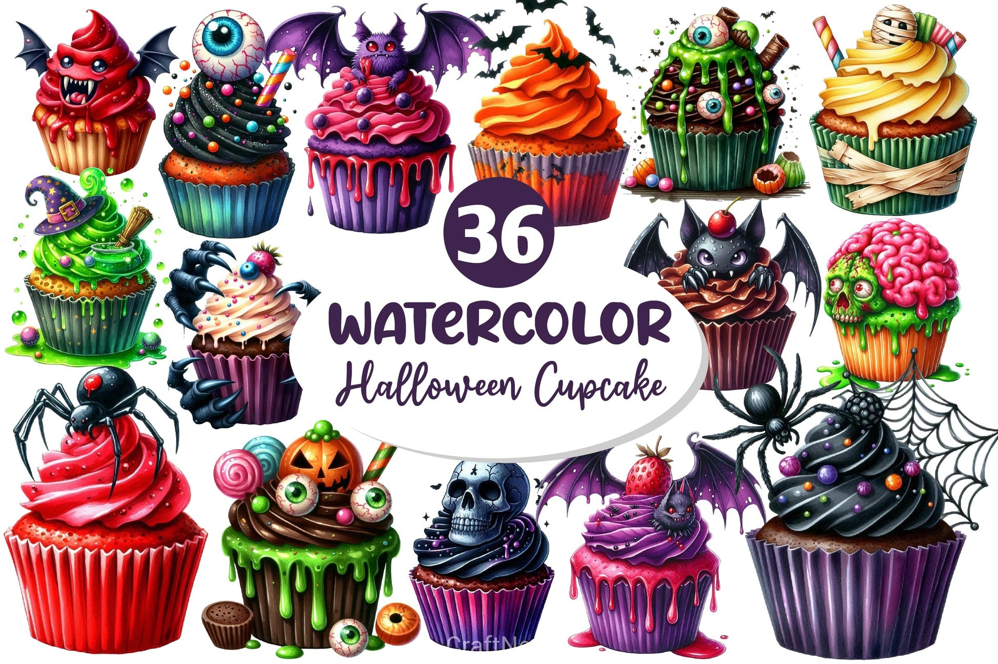 Halloween Scary Cupcake Clipart Bundle - CraftNest - Digital Crafting and Art