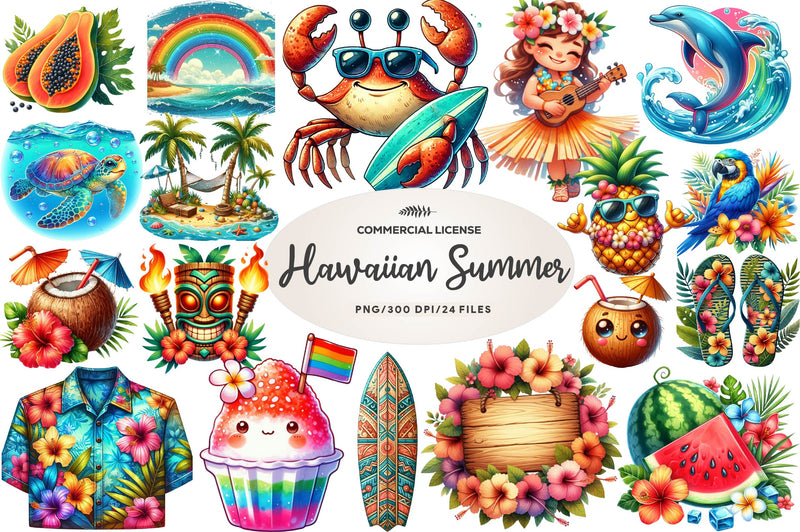 Hawaiian Summer Clipart Bundle - CraftNest - Digital Crafting and Art