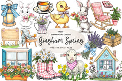 Cottage Gingham Spring Clipart Bundle - CraftNest - Digital Crafting and Art