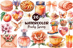 Peachy Spring Clipart Bundle - CraftNest - Digital Crafting and Art