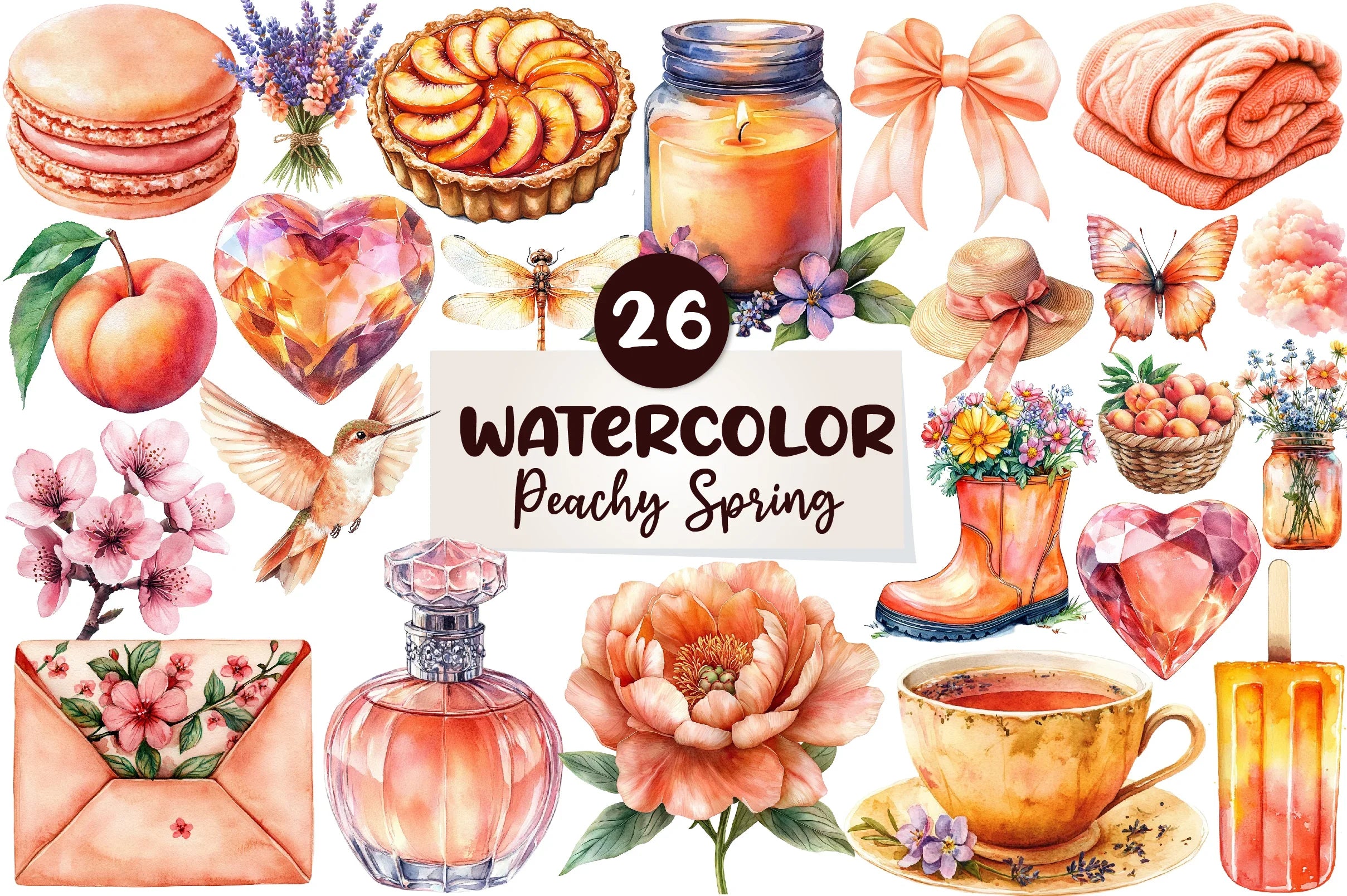 Peachy Spring Clipart Bundle - CraftNest - Digital Crafting and Art