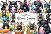 Cute Black Easter Bunny Clipart Bundle 1