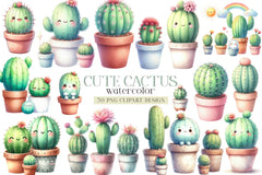 Cute Cactus Clipart Bundle - CraftNest - Digital Crafting and Art