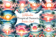 Tropical Sunsets Clipart Bundle - CraftNest - Digital Crafting and Art