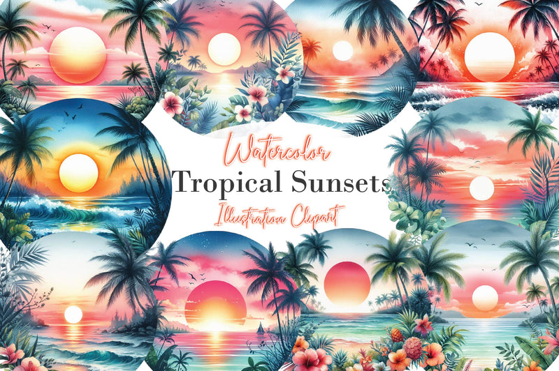 Tropical Sunsets Clipart Bundle - CraftNest - Digital Crafting and Art