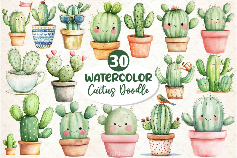 Cactus Doodle Clipart Bundle 2 - CraftNest - Digital Crafting and Art