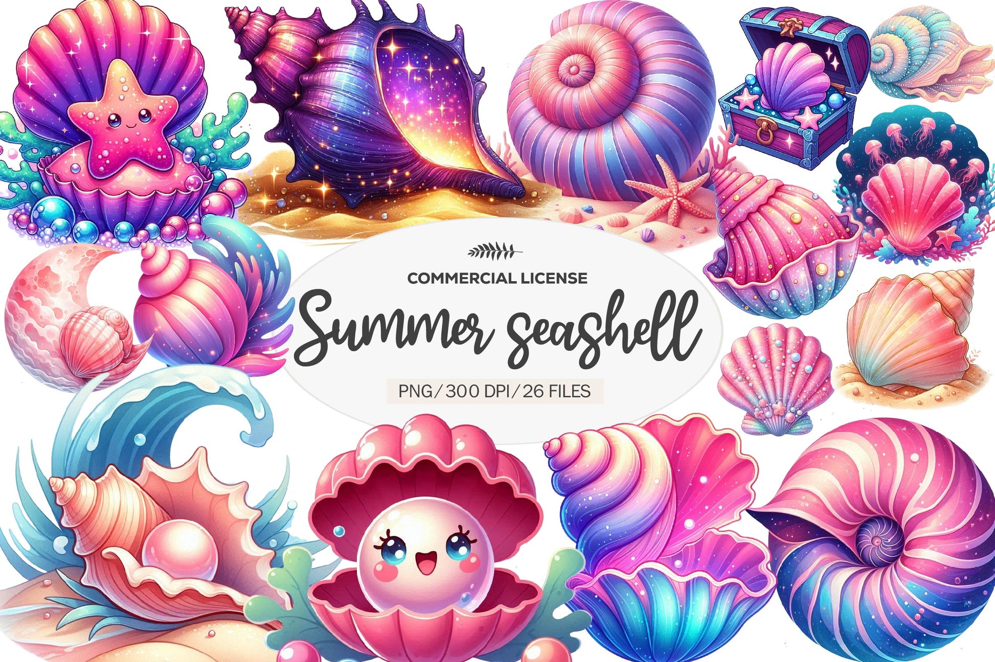 Summer Seashells Clipart Bundle - CraftNest - Digital Crafting and Art