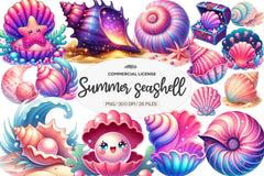 Summer Seashells Clipart Bundle - CraftNest - Digital Crafting and Art