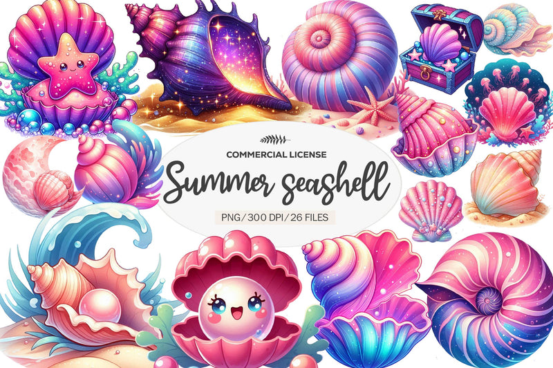 Summer Seashells Clipart Bundle - CraftNest - Digital Crafting and Art