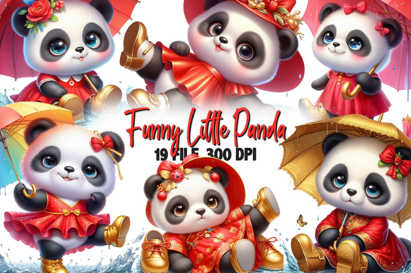Panda Rainbow Umbrella Clipart Bundle - CraftNest - Digital Crafting and Art