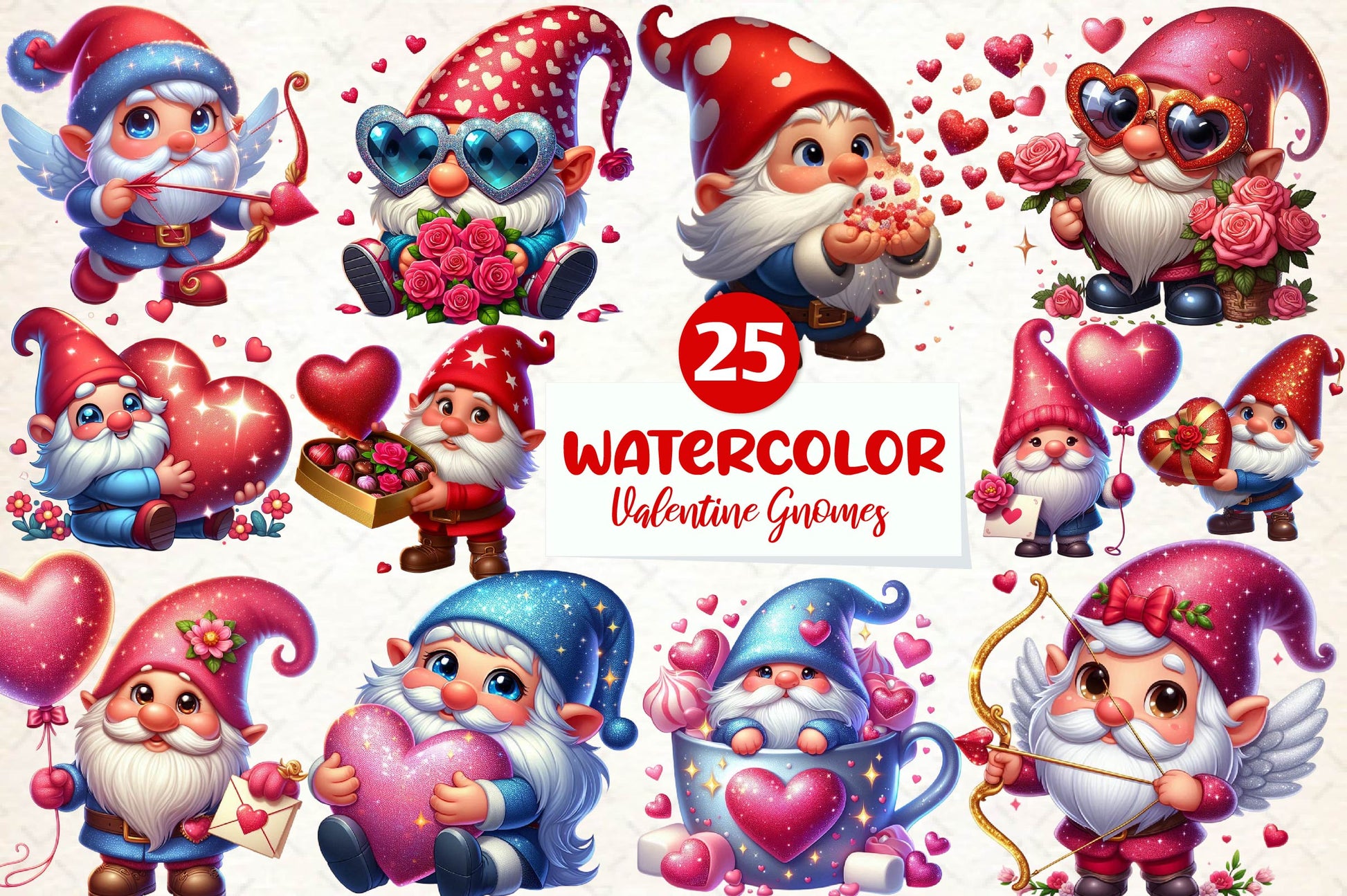Valentine Gnomes Clipart Bundle - CraftNest - Digital Crafting and Art